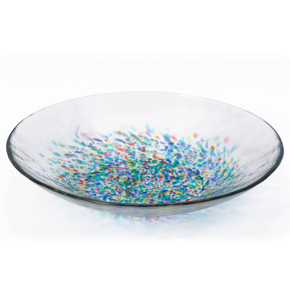Aderia Large Glass Serving Plate Blue Fireworks Design 230mm