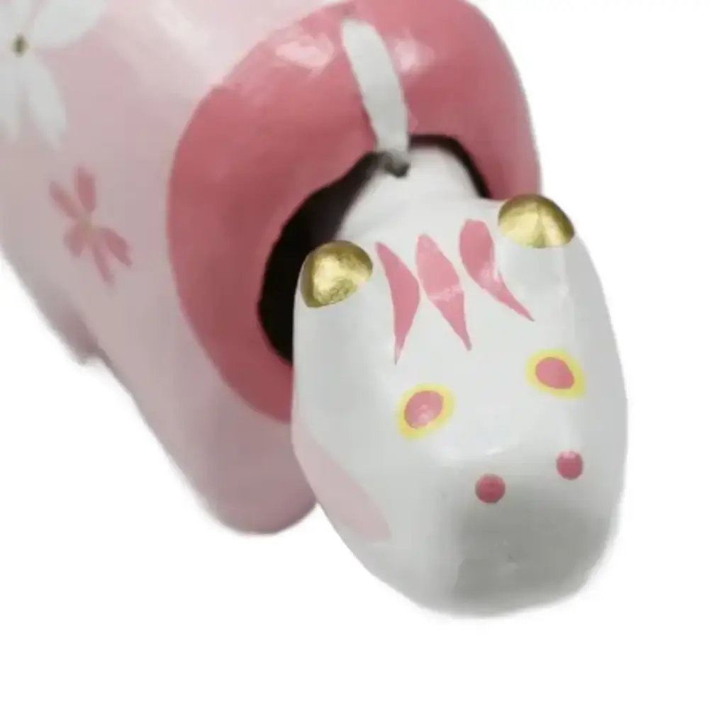 Akabeko Sakura Pink Lucky Cow Figurine Handcrafted Home Decor - Image 2