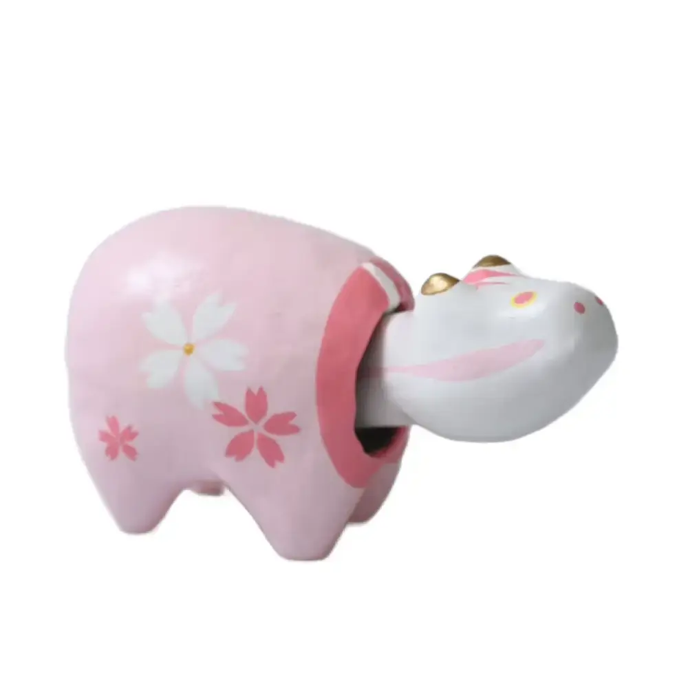 Akabeko Sakura Pink Lucky Cow Figurine Handcrafted Home Decor - Image 3