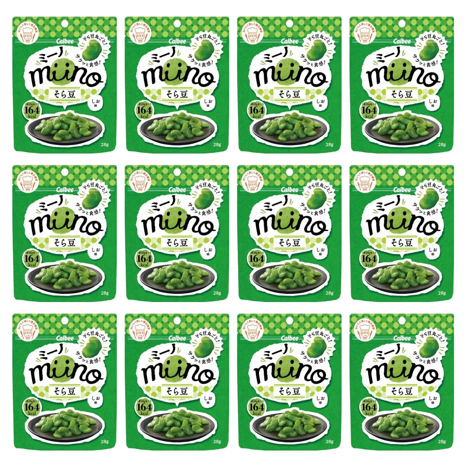Calbee Miino Salted Green Broad Beans Chips (Pack of 12)