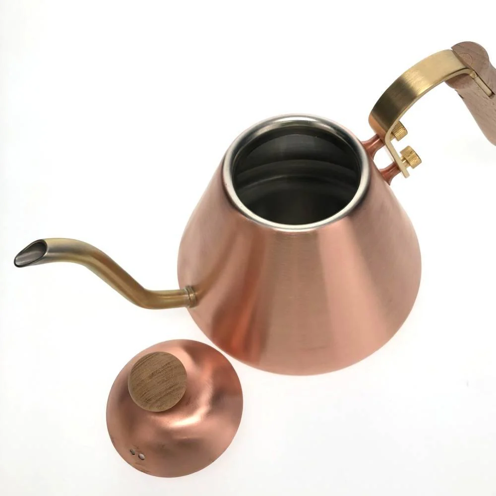 Chitose Copper Gooseneck Kettle With Wooden Handle 0.9L - Image 2