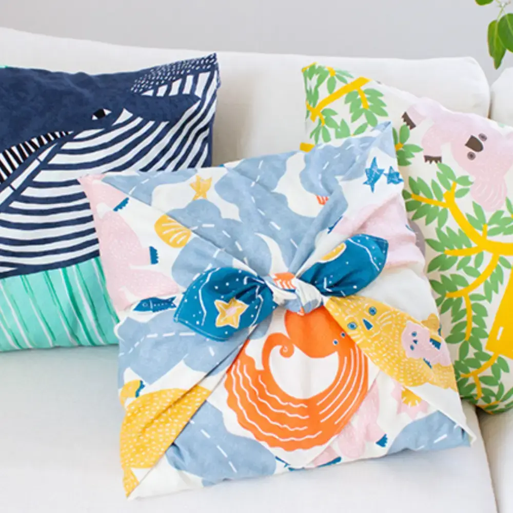 Furoshiki Sea Otter Large Cotton Wrapping Cloth 100cm - Image 5