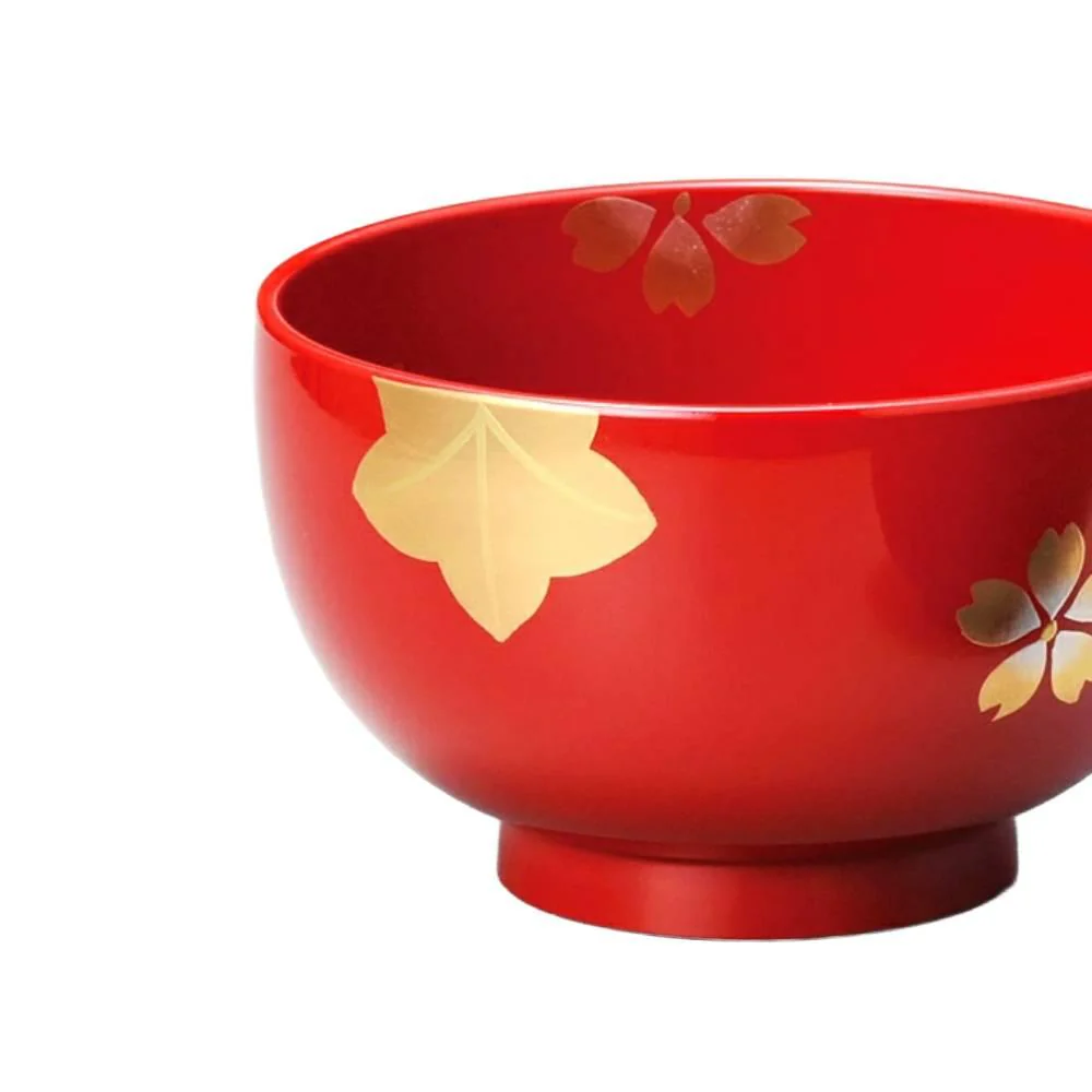 Isuke Japanese Lacquered Soup Bowls Sakura Cherry Blossom Design (Set of 2) - Image 2
