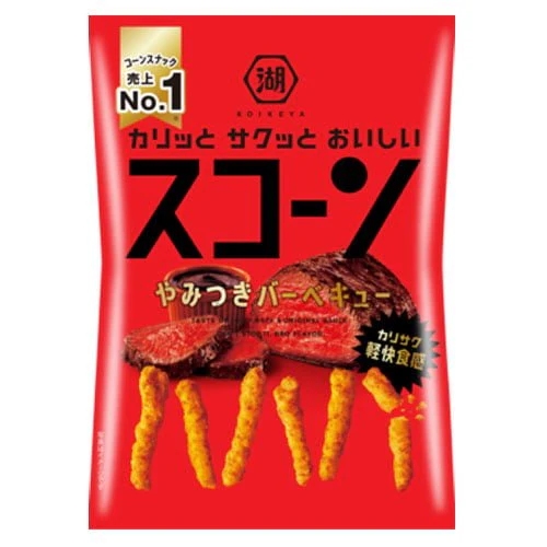 Koikeya Scorn BBQ Barbecue Corn Puffs Snack 73g (Pack of 3 Bags)