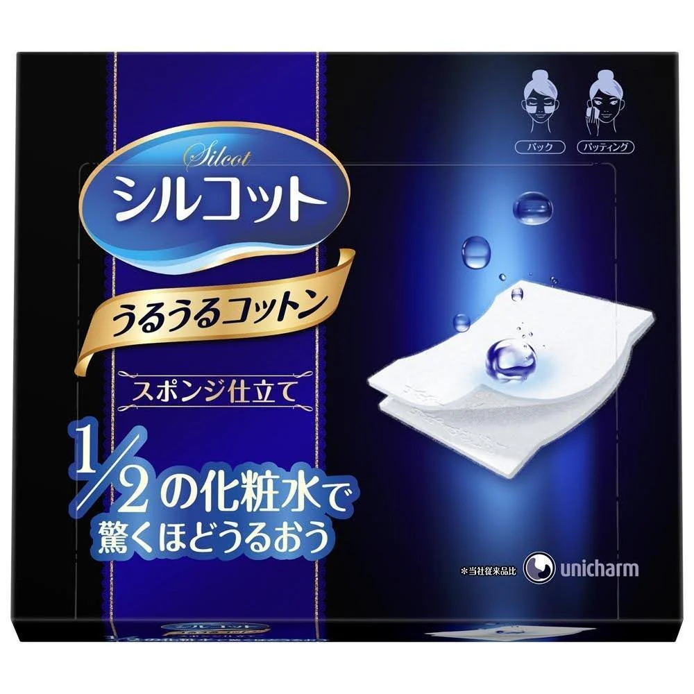 Unicharm Silcot Uruuru Sponge Touch Moisturizing Facial Cotton (Pack of 3) - Image 2